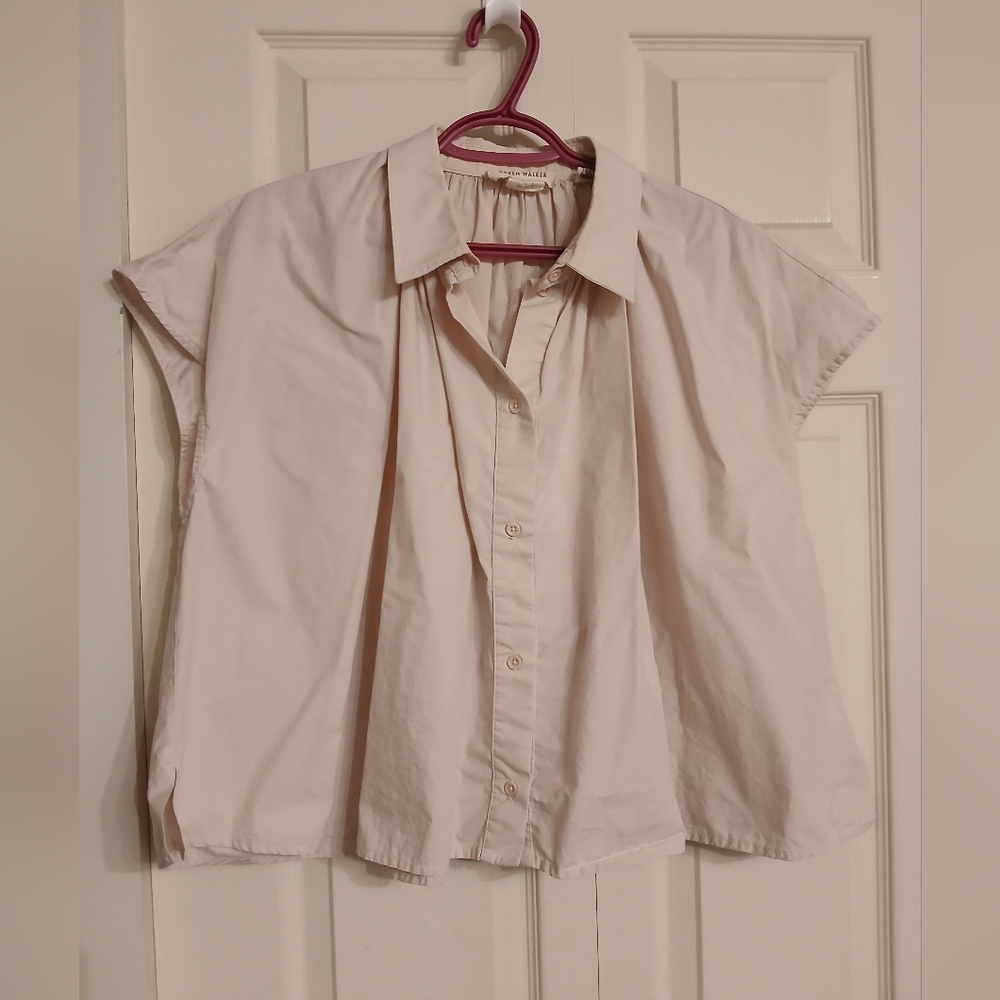 Karen Walker Soft Blush Button-Down Shirt, Size 6